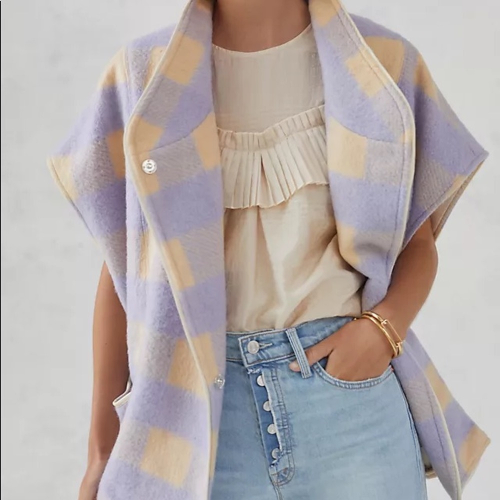 Anthropologie Plaid Capelet